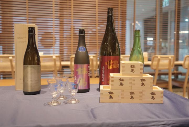 Japanese sake bottles and masu cups